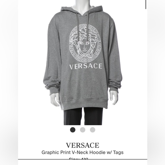 Versace Graphic Print V-Neck Hoodie - Picture 1 of 7